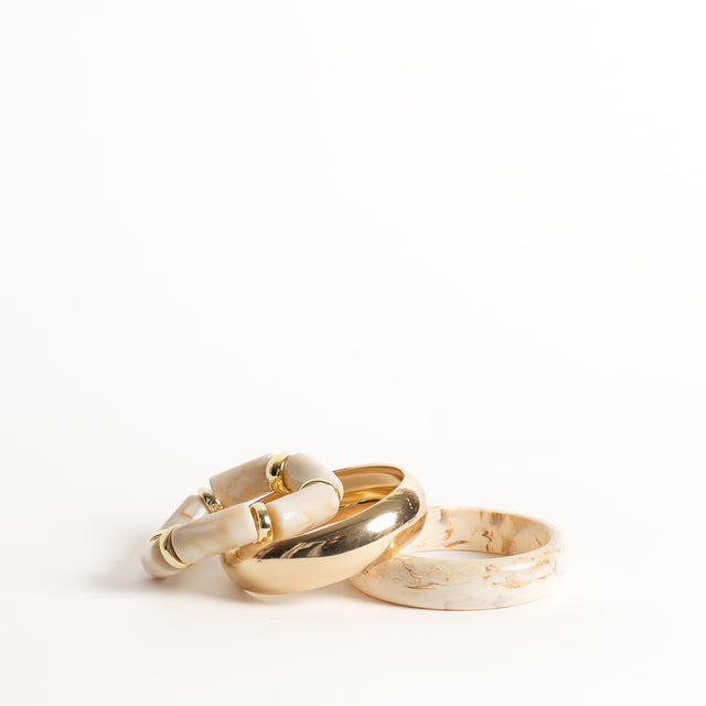 W by Whitemood-Set 3 bracciali - avorio/gold