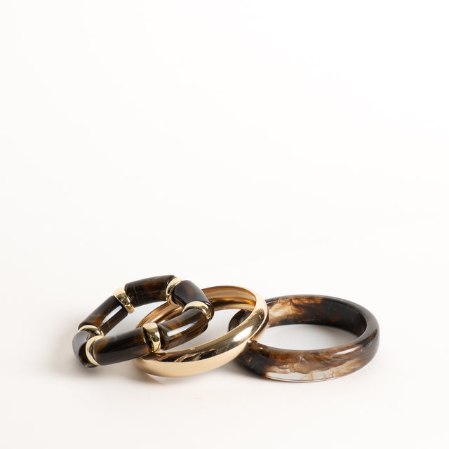 W by Whitemood-Set 3 bracciali - brown/gold