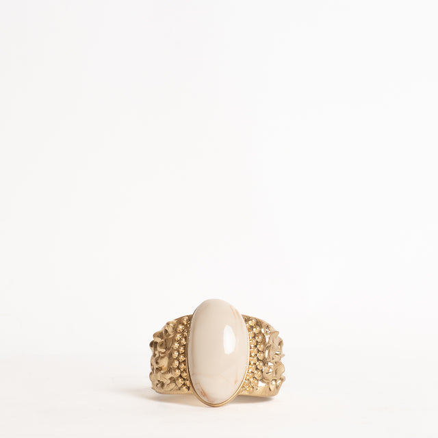 W by Whitemood-Bracciale increspato con pietra - avorio