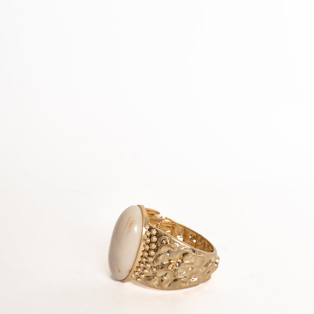 W by Whitemood-Bracciale increspato con pietra - avorio