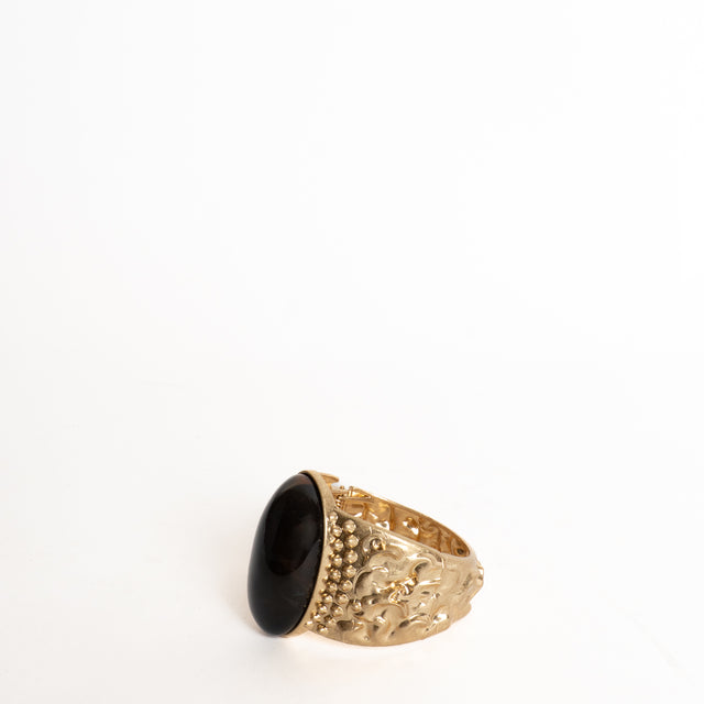 W by Whitemood-Bracciale increspato con pietra - moro