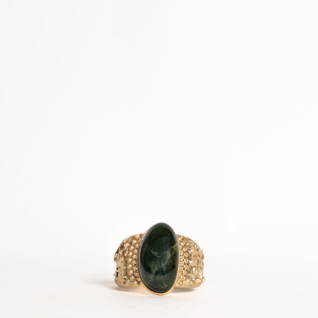 W by Whitemood-Bracciale increspato con pietra - verde