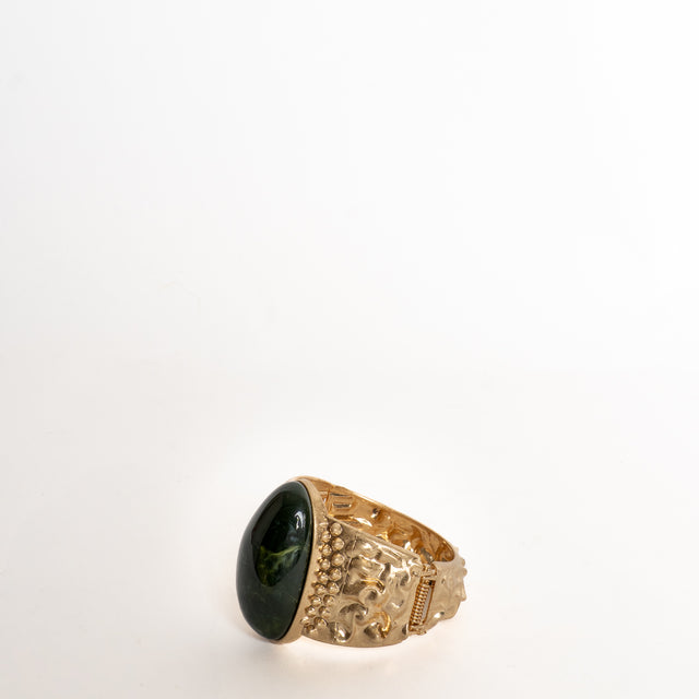 W by Whitemood-Bracciale increspato con pietra - verde