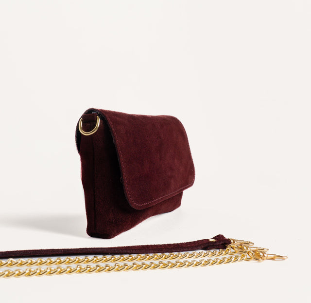 W by white mood-Pochette genuine leather scamoscia - Bordeaux