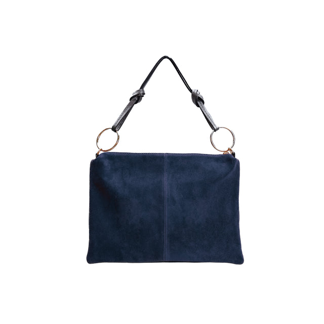 W by Whitemood-Borsa a spalla in pelle scamosciato - blu