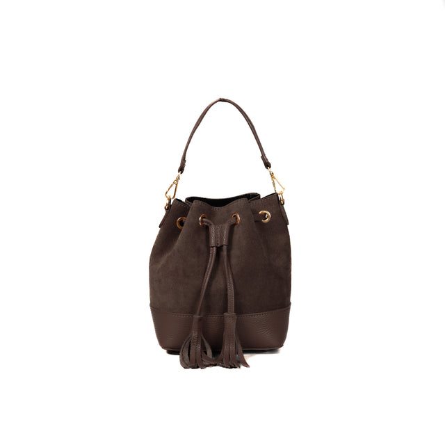 Bolso cubo con borlas W by Whitemood - marrón oscuro