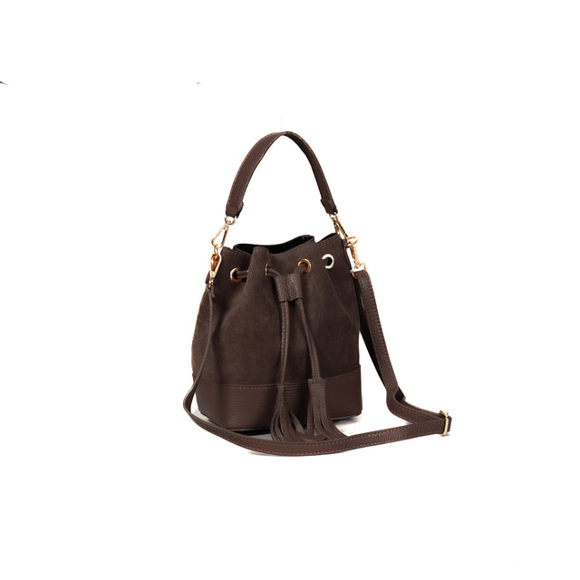 Bolso cubo con borlas W by Whitemood - marrón oscuro