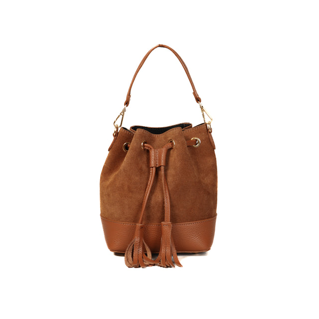 W by Whitemood - Bolso grande tipo cubo con borlas - Cuero