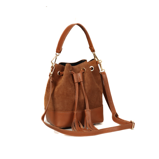 W by Whitemood - Bolso grande tipo cubo con borlas - Cuero