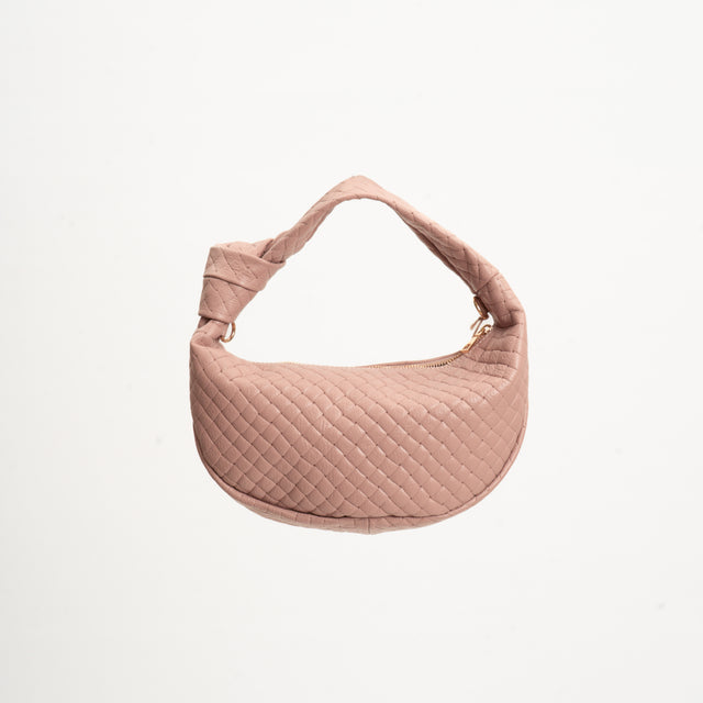 W by Whitemood- Borsa croissant a mano intrecciata - cipria