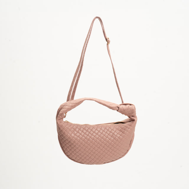 W by Whitemood- Borsa croissant a mano intrecciata - cipria