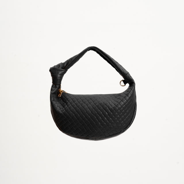 W by Whitemood- Borsa croissant a mano intrecciata - Nero