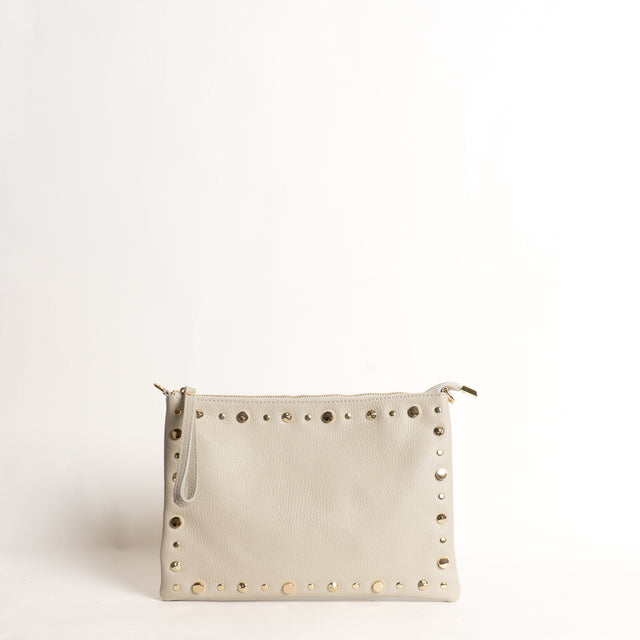 W by Whitemood- Pochette grande con borchie - sand