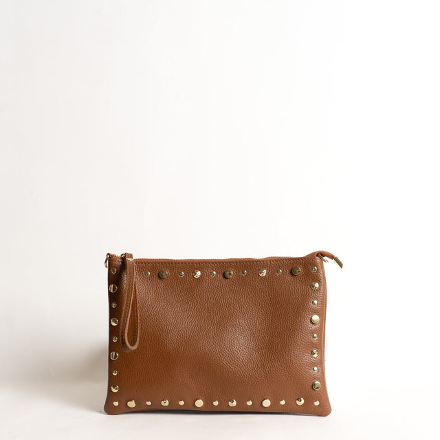 W by Whitemood- Pochette grande con borchie - cuoio