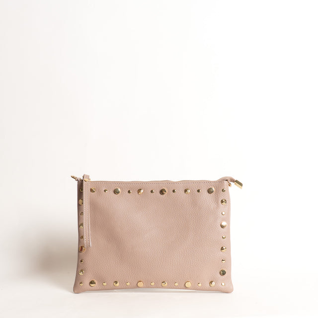 W by Whitemood- Pochette grande con borchie - cipria