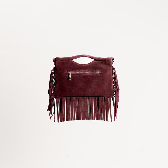W by Whitemood-Borsa a mano scamosciata con frange - vino