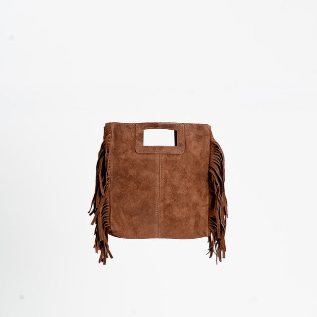 W by Whitemood-Borsa a mano con frange laterali - tabacco