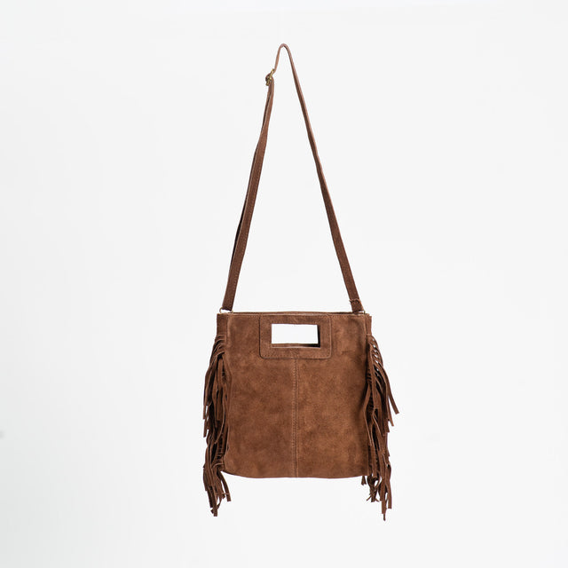 W by Whitemood-Borsa a mano con frange laterali - tabacco