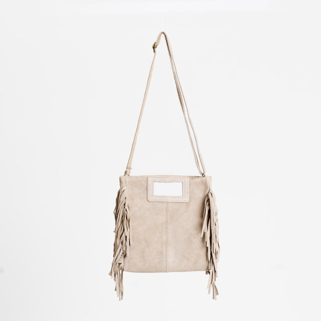W by Whitemood-Borsa a mano con frange laterali - taupe