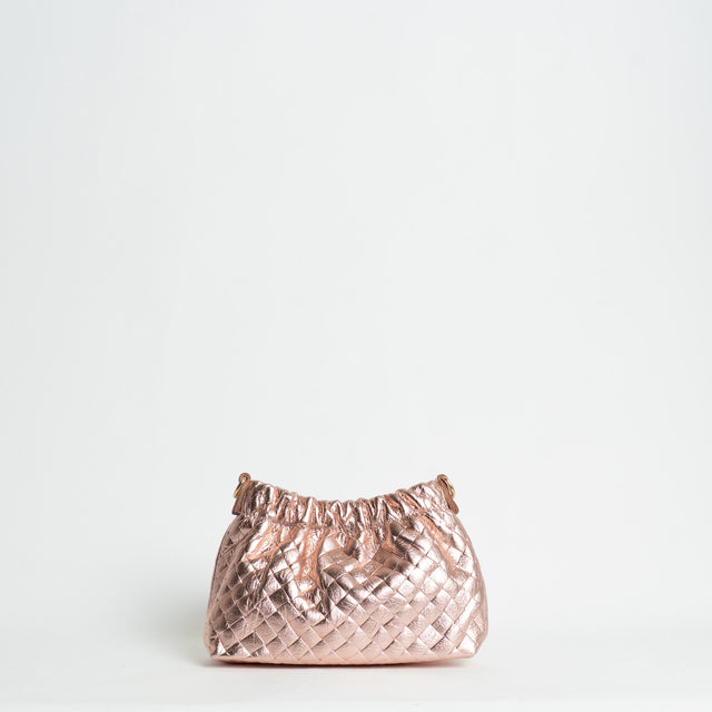 W by Whitemood-Mini pouch intrecciata con catena - rose