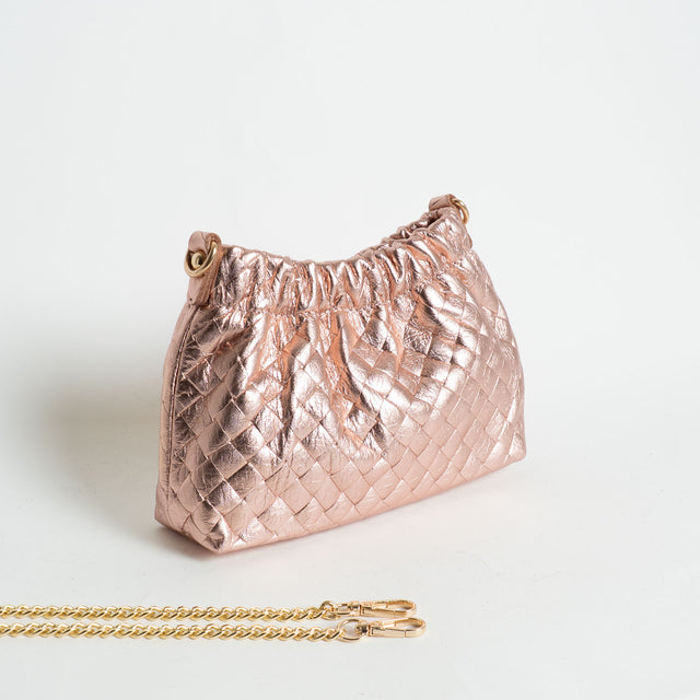 W by Whitemood-Mini pouch intrecciata con catena - rose