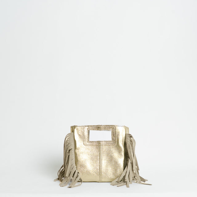 W by Whitemood-Mini borsa a mano con frange laterali - gold