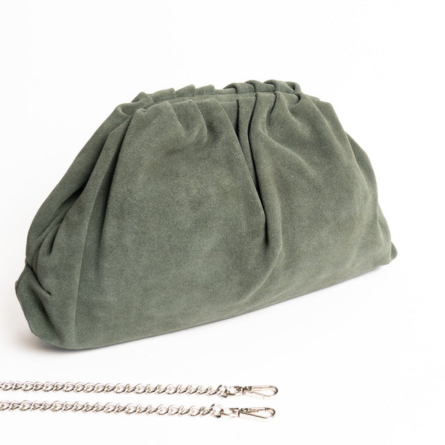 W by Whitemood-Borsa clutch in camoscio - militare