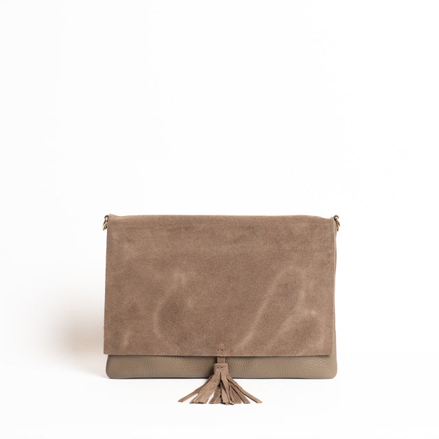 W by Whitemood-Pochette doppio tessuto con nappina - taupe