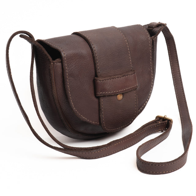 W by Whitemood-Mini leather shoulder bag - chocolate