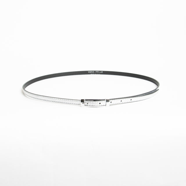 W by Whitemood-Cintura fina genuine leather - laminata silver