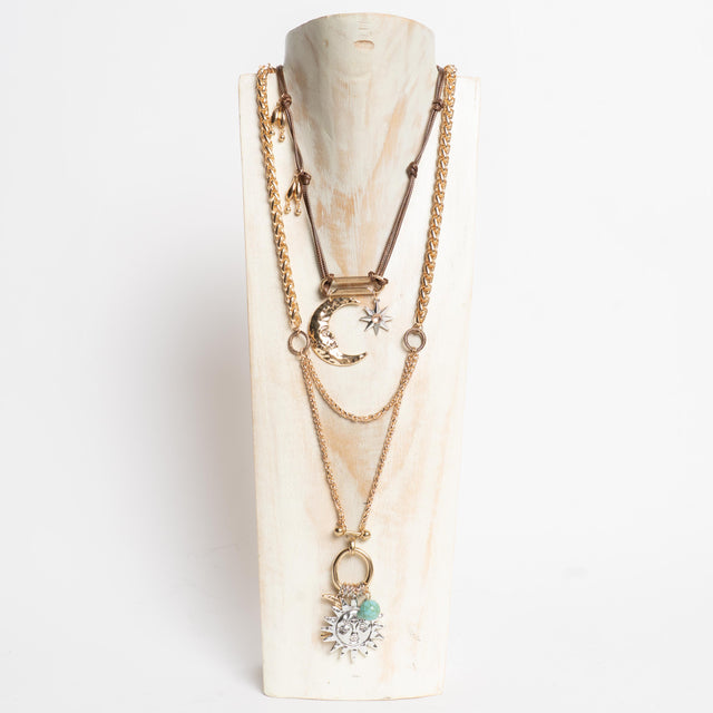 W by Whitemood-Collana multifilo corda e catena - gold