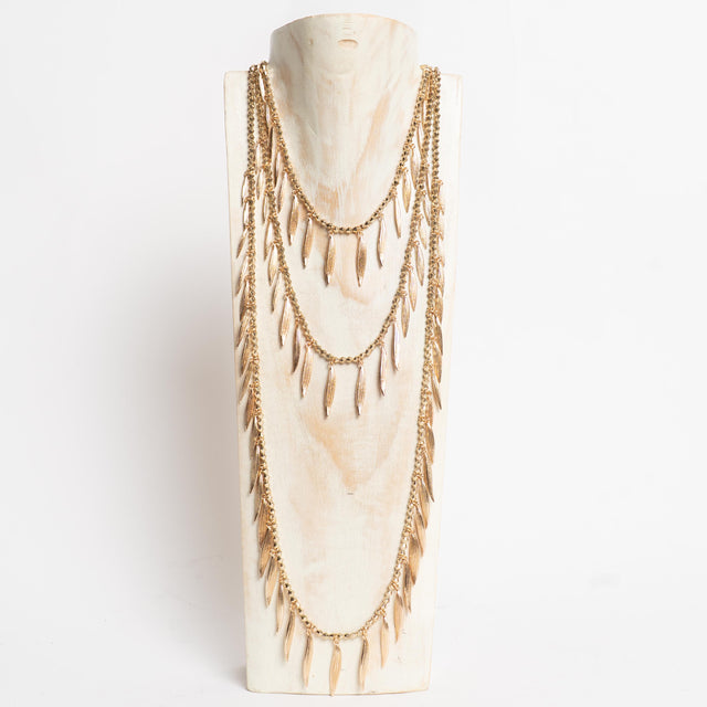 W by Whitemood-Collana ciondoli foglie - gold