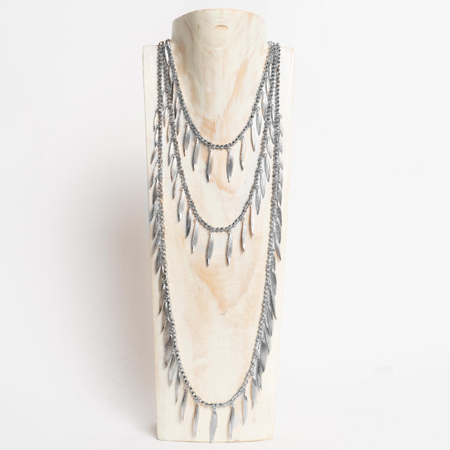 W by Whitemood-Collana ciondoli foglie - silver