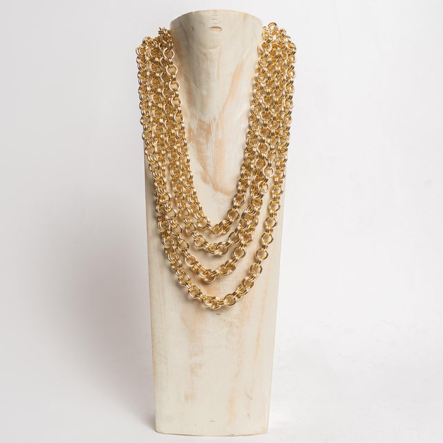 W by Whitemood-Collana multifilo catena ad anelli - gold