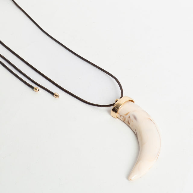 W by Whitemood-Collana corda ciondolo corno piatto - avorio