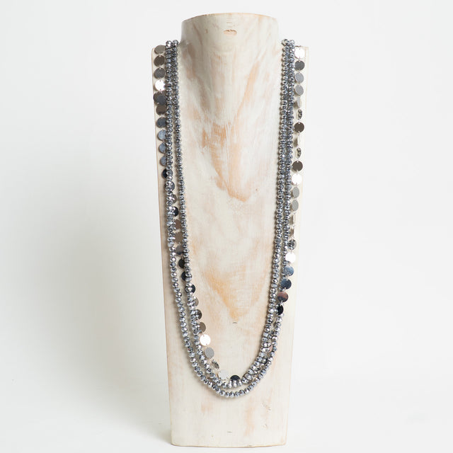 W by Whitemood-Collana multifilo pietre e paillettes - silver