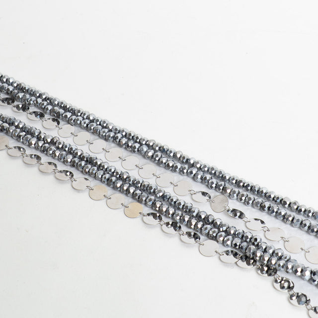 W by Whitemood-Collana multifilo pietre e paillettes - silver