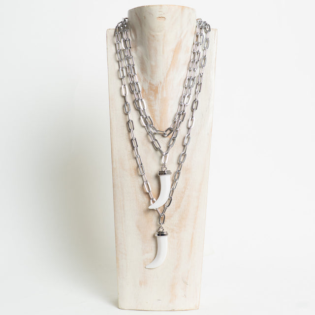 W by Whitemood-Collana catene con corno - silver