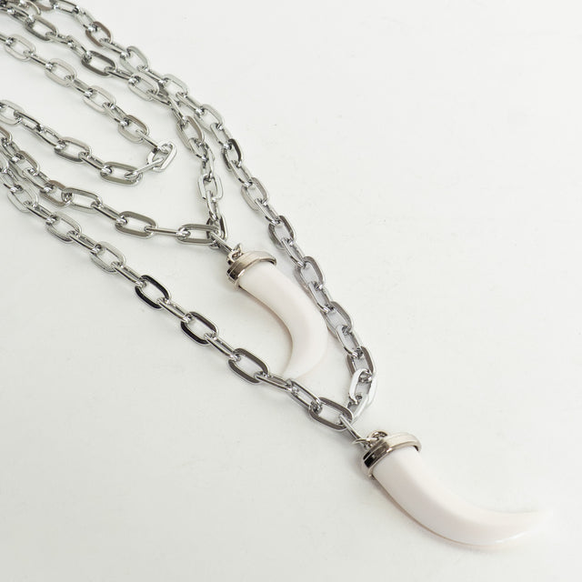W by Whitemood-Collana catene con corno - silver