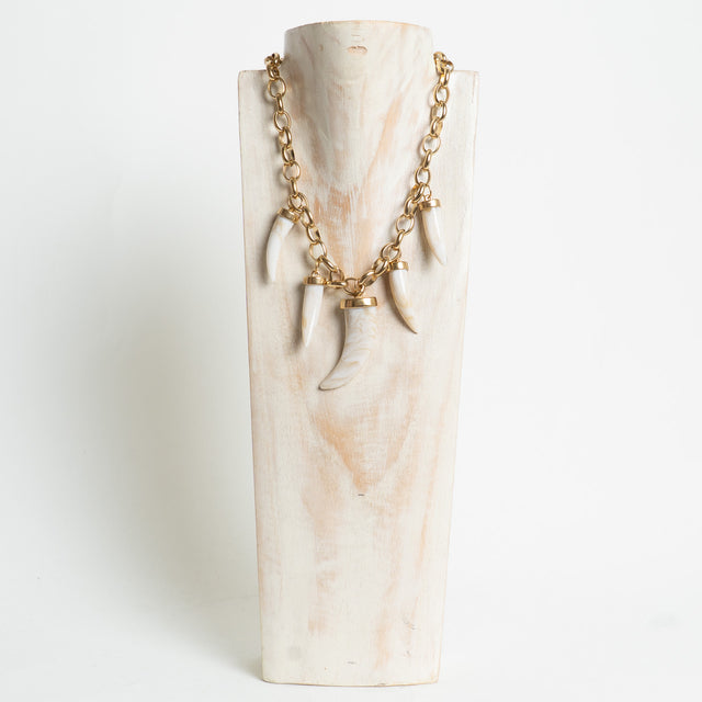 W by Whitemood-Collana catena con corni - gold/avorio