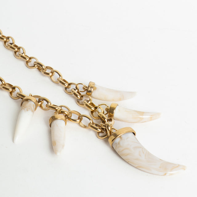 W by Whitemood-Collana catena con corni - gold/avorio