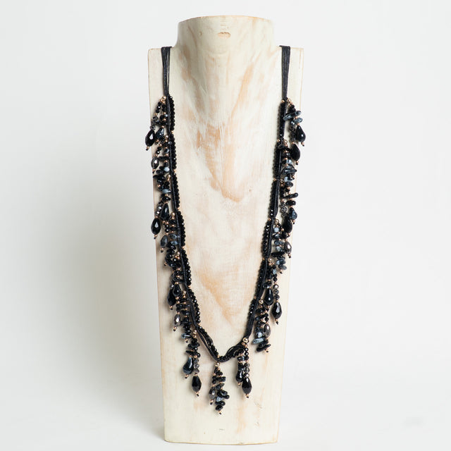 W by Whitemood-Collana cordino con pendenti - Nero