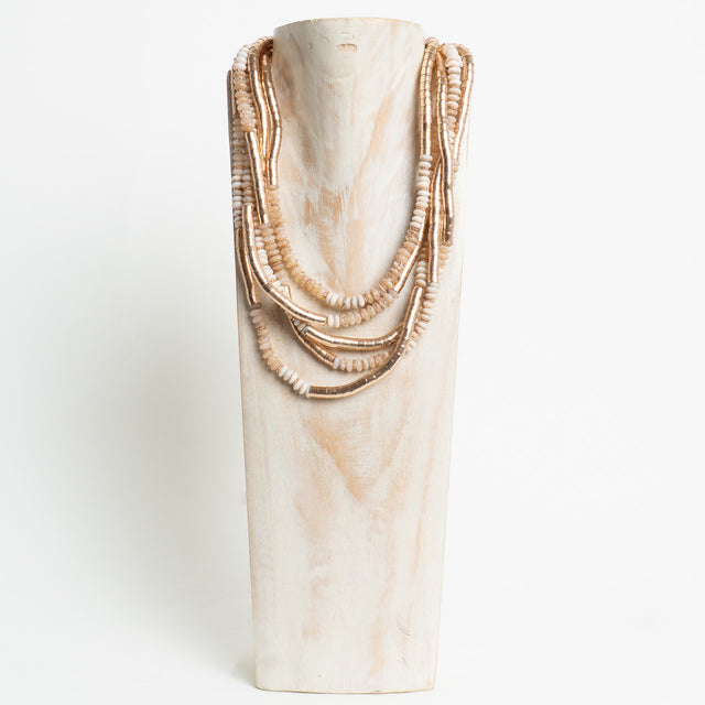 W by Whitemood-Collana multifilo mix pietre - gold/avorio