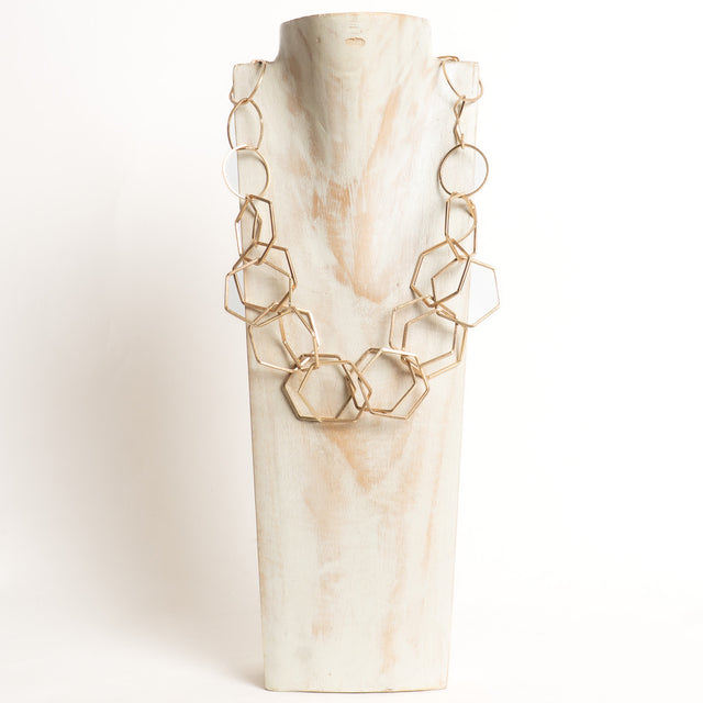W by Whitemood-Collana multifilo geometrica - gold