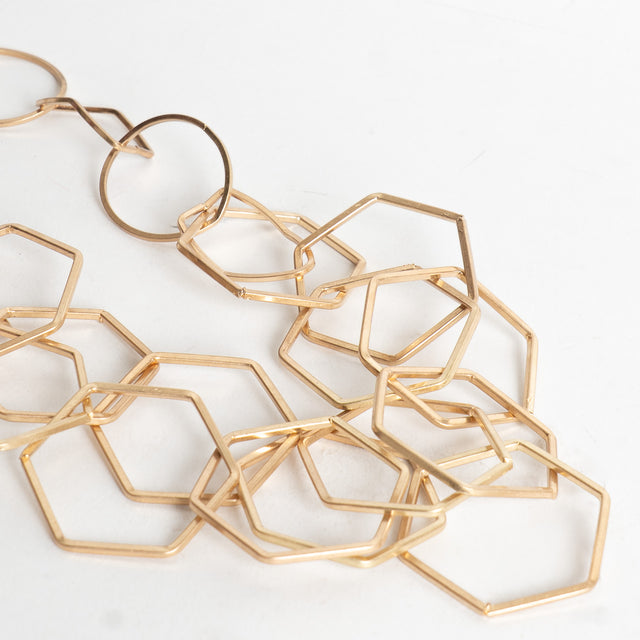 W by Whitemood-Collana multifilo geometrica - gold
