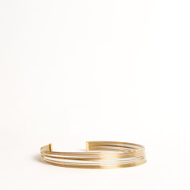 W by Whitemood-Collana chocker rigido multifilo - gold
