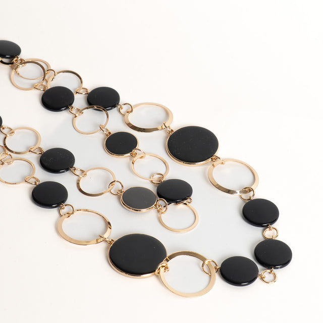 W by Whitemood-Collana con piastrine tonde - gold/nero