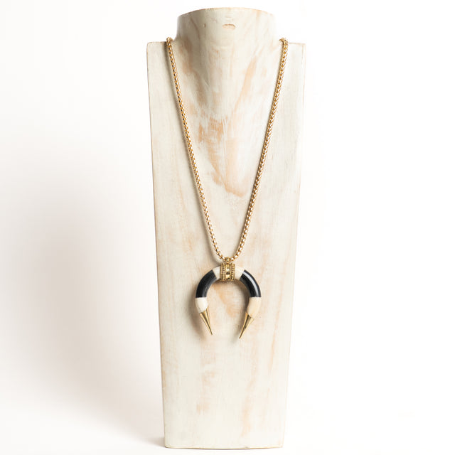 W by Whitemood-Collana corno mezzaluna - gold/avorio/nero