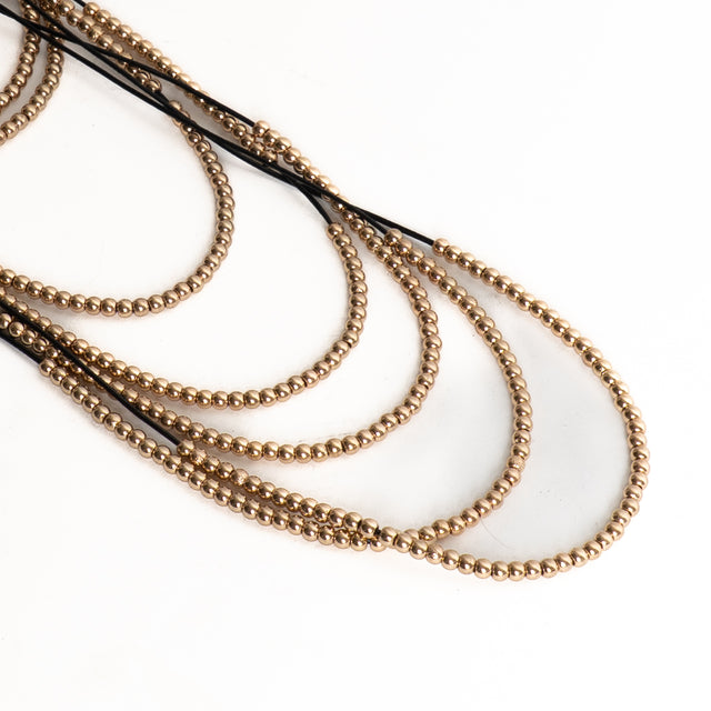 W by Whitemood-Collana multifilo con perline - nero/gold