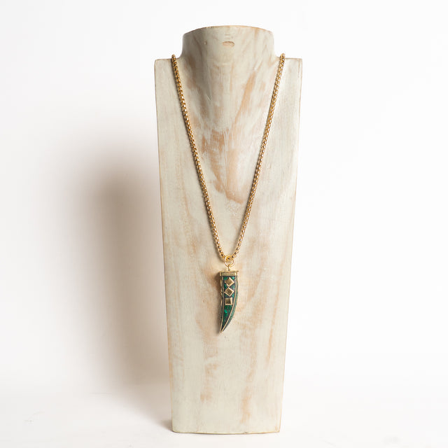 W by Whitemood-Collana corno tibetano squadrato - gold/turchese